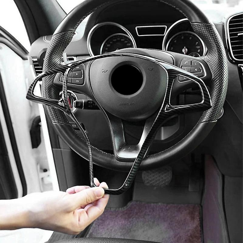 Carbon Fiber Steering Wheel Cover: 2014-2017 C E GLC Models, Premium ABS Coating for All Weather Durability - Easy Peel And Stick Installation, Customized Luxury Look for Car Enthusiasts - Image 2