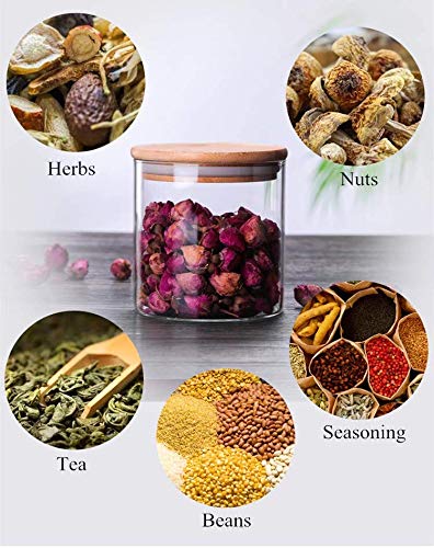 ARUZEN - Glass Food Storage Containers Jar Seal Bamboo Lids Airtight Canister Organization Sets Stackable… (Seal Bamboo lid, 600mlx2 + 1000mlx2) - Image 3