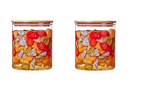 ARUZEN - Glass Food Storage Containers Jar Seal Bamboo Lids Airtight Canister Organization Sets Stackable… (Seal Bamboo lid, 600mlx2 + 1000mlx2) - Image 5