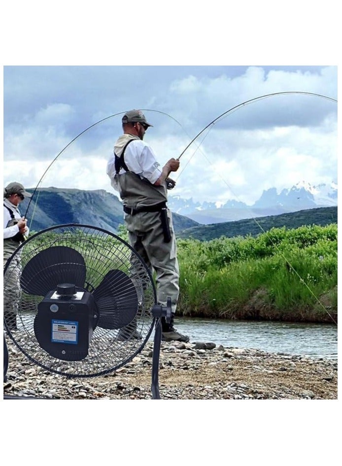 Rechargeable Solar Fan, DC Motor Quiet 14 Inch Pedestal Fan Oscillating Movement Fan Head 3 Speed with Solar Panel Rechargeable Portable Fan for Office Home Outdoor Camping (With Usb Port)  - Image 5