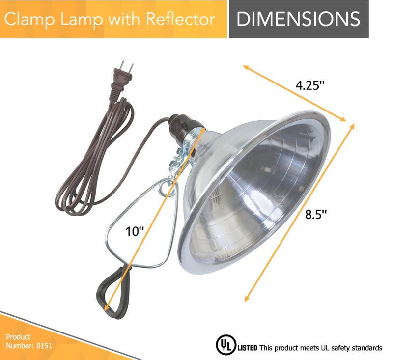 Woods Clamp Lamp Light with Aluminum Reflector; 150W; UL Listed; 6- Foot Cord - Image 2