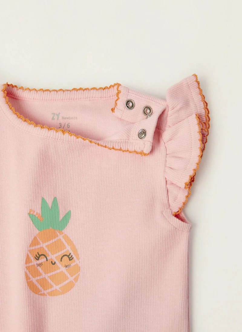 Zippy Cotton Ribbed Bodysuit for Newborn Baby Girls 'Pineapple'