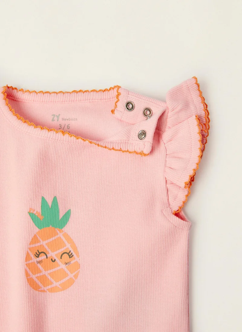 Zippy Cotton Ribbed Bodysuit for Newborn Baby Girls 'Pineapple'