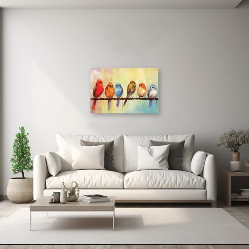 CXHOSTENT Bird Pictures Wall Decor Colorful Animal Canvas Wall Art Abstract Birds Painting Print Living Room Bedroom Decor Frame (Bird - 2, 12.00" x 18.00") - Image 4