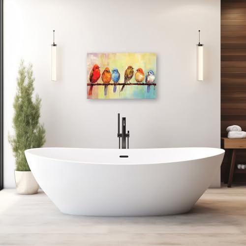 CXHOSTENT Bird Pictures Wall Decor Colorful Animal Canvas Wall Art Abstract Birds Painting Print Living Room Bedroom Decor Frame (Bird - 2, 12.00" x 18.00") - Image 3