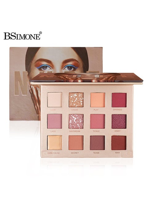 12 Colors Matte Shimmer Glitter Multi-Reflective Shades Ultra Pigmented Makeup Eye Shadow Powder Waterproof Eye Shadow Palette