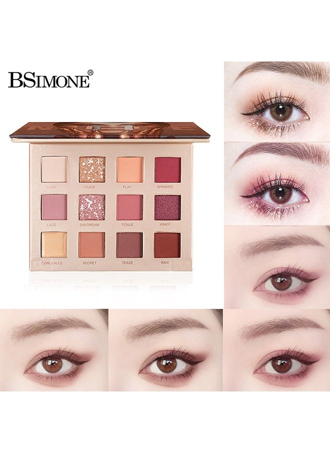 12 Colors Matte Shimmer Glitter Multi-Reflective Shades Ultra Pigmented Makeup Eye Shadow Powder Waterproof Eye Shadow Palette