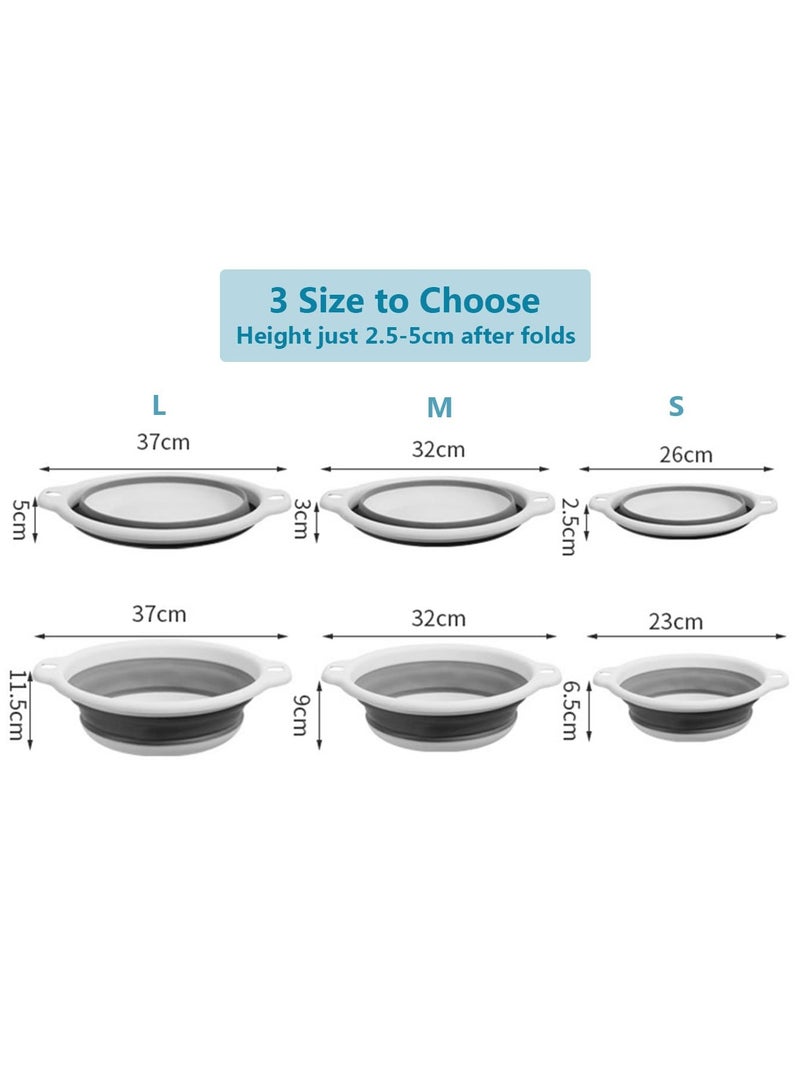 سوكاني حوض قابل للطي، مجموعة من 3 أحواض غسيل، حوض غسيل قابل للطي، حوض غسيل بلاستيكي محمول، سلة غسيل للحمام والمطبخ، حوض غسيل للتخييم والنزهات الخارجية والسفر، أزرق، وردي، أزرق داكن - Image 2