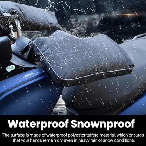 Sparkmods Motorcycle Handlebar Muffs Gloves Riding Cycling Mittens for Scooter E-Bike Snowmobile ATV Cold Weather Waterproof Windproof Thermal Gloves with Reflective Strip (X-Large) - Image 2