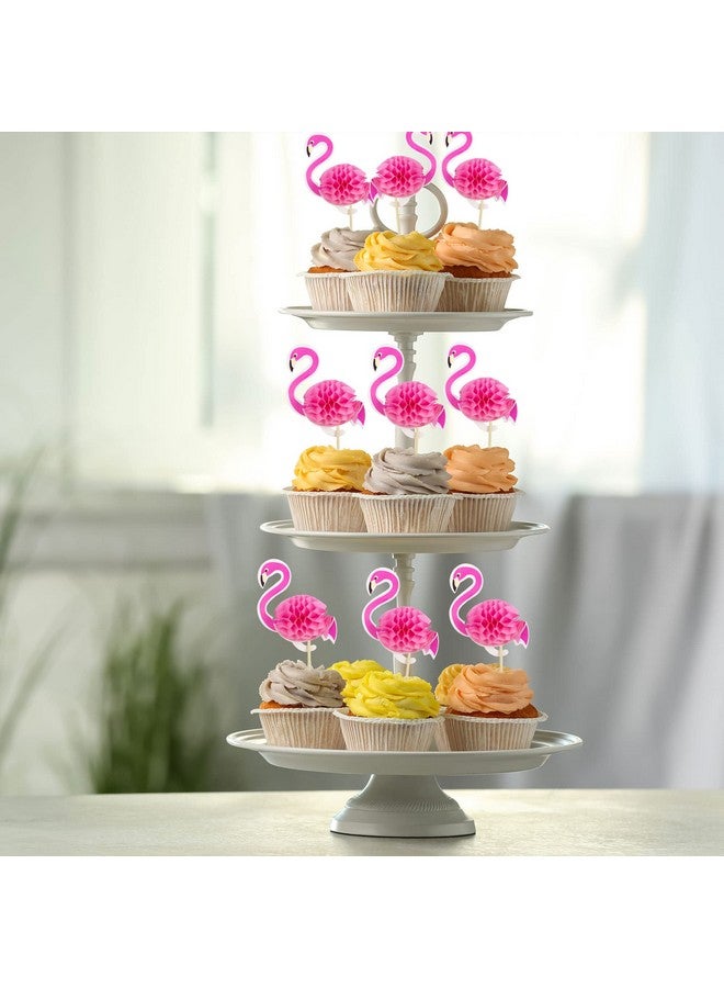 Ephlyn 24pcs 3D Flamingo Cupcake Toppers, Tropical Aloha Luau Cupcake Picks for Baby Shower, Summer Party, Wedding & Birthday Cake Decorations - Image 5