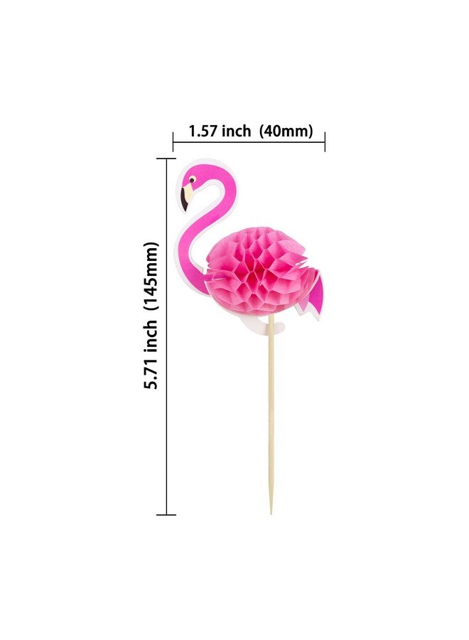 Ephlyn 24pcs 3D Flamingo Cupcake Toppers, Tropical Aloha Luau Cupcake Picks for Baby Shower, Summer Party, Wedding & Birthday Cake Decorations - Image 2