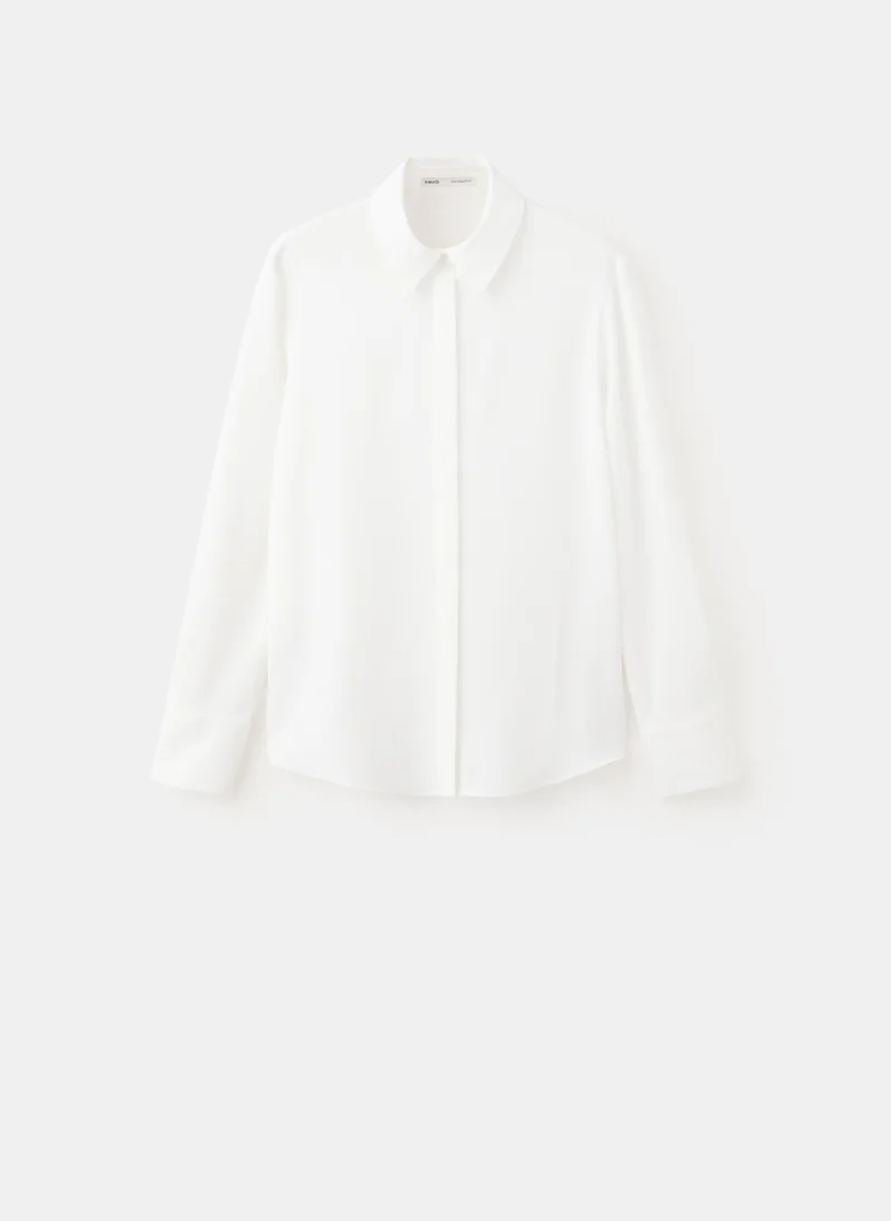 Mango 02-OFFWHITE Fluid Blouse With Concealed Buttons for Women | Best Price UAE