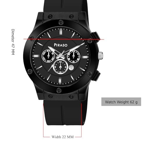 PIRASO Stainless Steel CASE and Silicone Magnetic Strap Watch for Men (Full Black) - Image 3