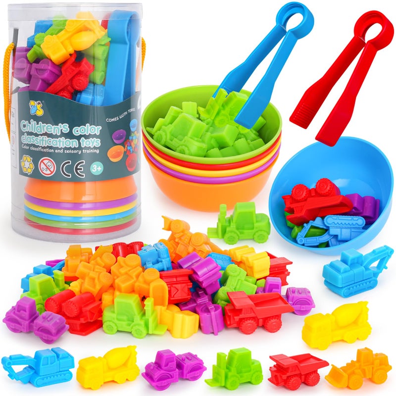 FQKIOMY Counting Transportation Color Sorting Toys for ToddlersMontessori STEM Sensory Preschool Toddler Educational Activities Learning Fine Motor Sorting Matching Games for Kids Boys Girls Ages 3 - Image 3