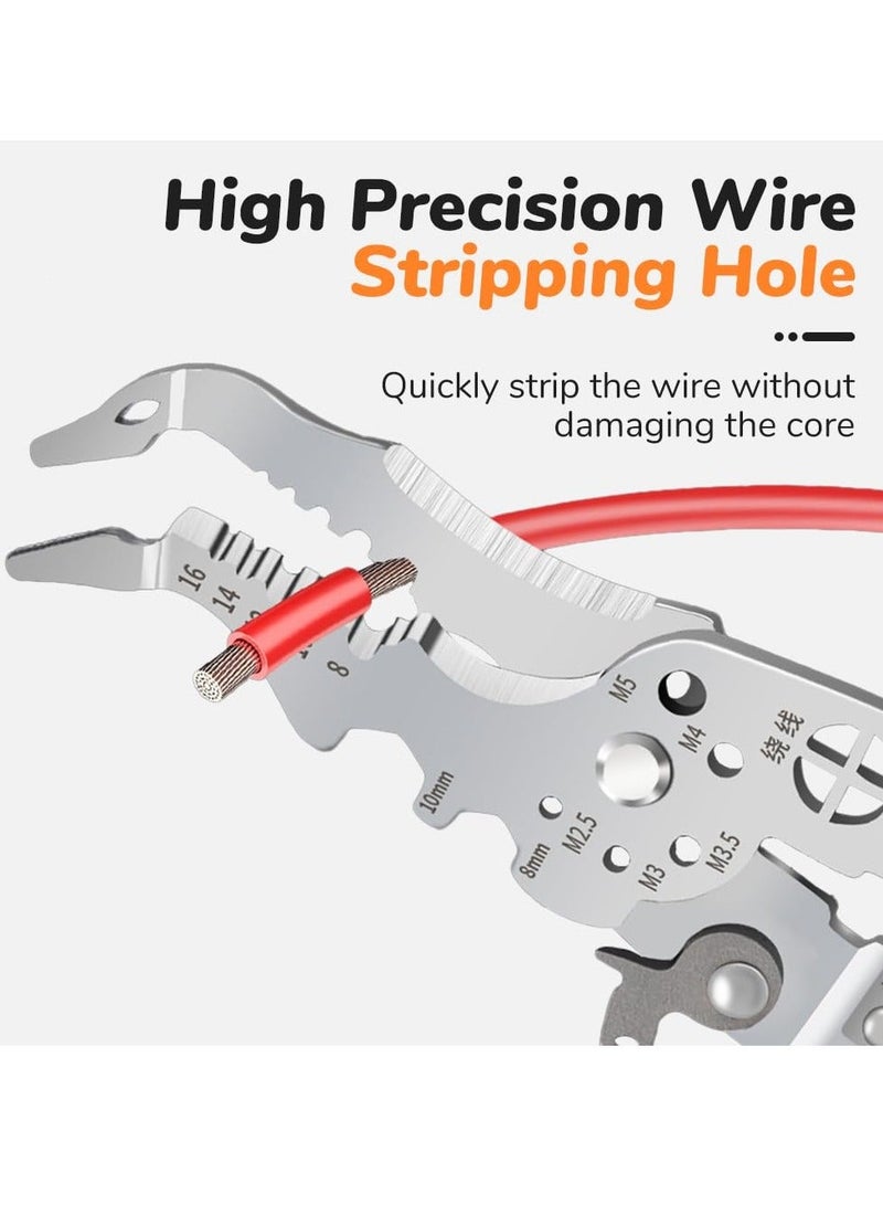 2024 New Upgrade CRV Multifunctional Wire Stripper Crimper Cable Cutter Pliers Professional Wire Stripping Tool with Wire Stripper Crimper Side Cutter Insulation Wire Stripping Crimping Pliers Tool  - Image 2
