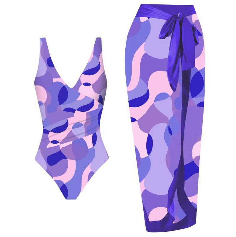 2024 Bikini Suit Lazada Printed Sunscreen Dress Beach Spring Holiday Swimwear - Image 1
