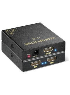 HDMI Splitter, 1 in 2 Out 60Hz- HDCP 2.2/2.3 Bypass, HDR, Dolby Atmos/DTS5.1/7.1, Compatible with PS5/PS4/PS3, Apple TV, Xbox, Cable Box, Roku Stick, etc. HDMI Down Scaler 4K 1080P Sync