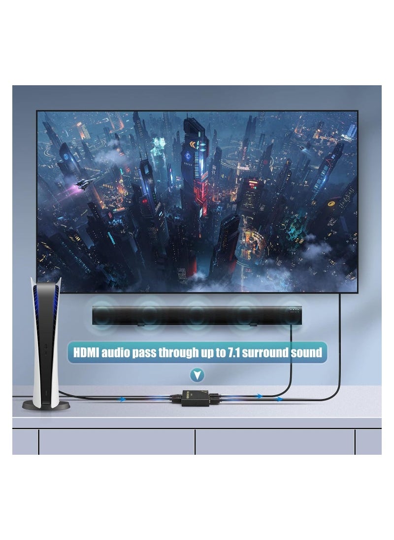 Captaintech - HDMI Splitter, 1 in 2 Out 60Hz- HDCP 2.2/2.3 Bypass, HDR, Dolby Atmos/DTS5.1/7.1, Compatible with PS5/PS4/PS3, Apple TV, Xbox, Cable Box, Roku Stick, etc. HDMI Down Scaler 4K 1080P Sync - Image 1