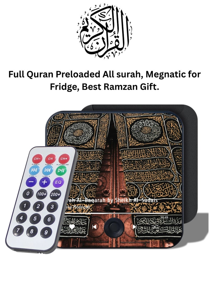 Sunshine Trade World Magnetic Full Quran Speaker with Remote Control, Full Holy Quran Audio, Bluetooth Wireless Quran Player, MP3 Islamic Speaker, Azan Alarm, Qibla Direction, LED Touch Light, Portable Rechargeable Muslim Prayer Speaker, USB, TF Card, FM Radio, Ramadan & Eid Gift for Home, Mosque & Travel | UAE - Image 1