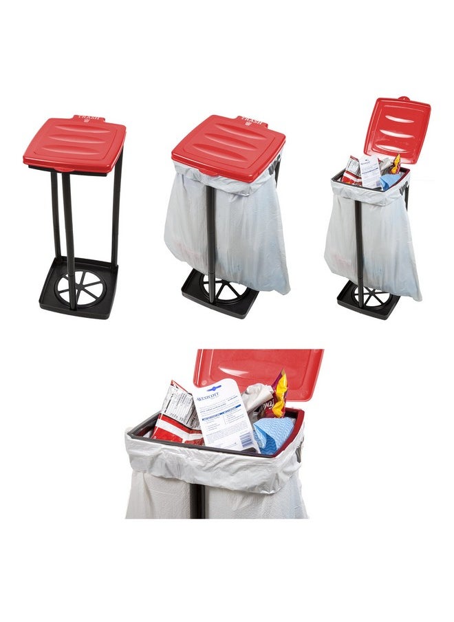 Wakeman Wakeman Portable Trash Bag Holder - Collapsible Trashcan for Garbage - Indoor/Outdoor Use Ideal for Camping, Recycling, and More Outdoors (Red)  - Image 4