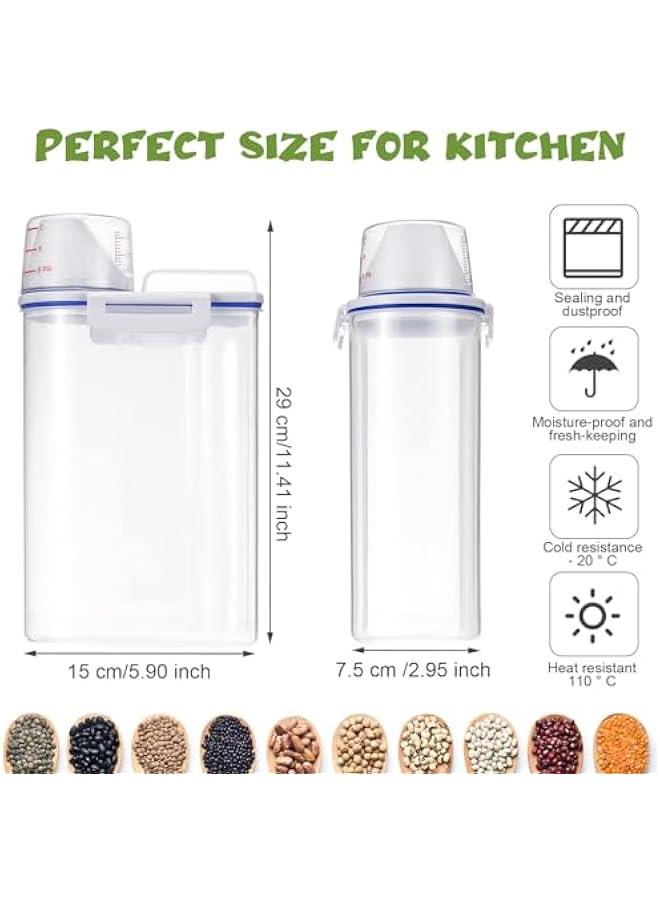 HOOKOR Cereal Container Oatmeal Dispenser, Rice Storage Bin with Airtight Design+ Measuring Cup + Pour Spout Perfect for Suger Grain Flour Nuts Organization,2.5 L (4) - Image 2