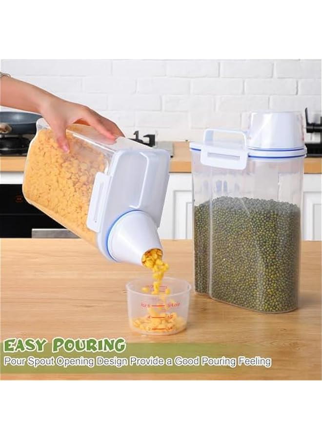 HOOKOR Cereal Container Oatmeal Dispenser, Rice Storage Bin with Airtight Design+ Measuring Cup + Pour Spout Perfect for Suger Grain Flour Nuts Organization,2.5 L (4) - Image 4