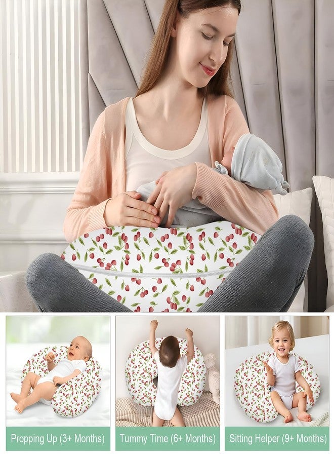 وسادة الرضاعة الطبيعية القابلة للتعديل من تويزيلو للأطفال - وسادة دعم متعددة الاستخدامات للرضاعة بالزجاجة، ووقت الاستلقاء على البطن، والجلوس - غطاء ناعم قابل للإزالة والغسل، (كرزي) - Image 3