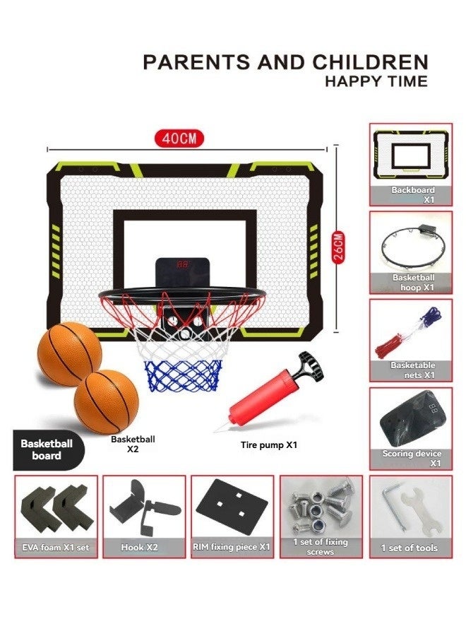 M MIAOYAN Electronic scoring basketball board, punch-free indoor and outdoor hanging basketball hoop, scoring metal hoop, foldable dunk hoop - Image 1