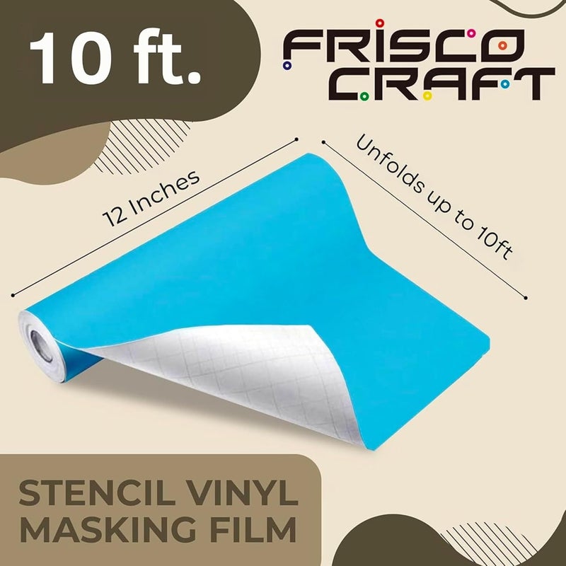 Frisco Craft Stencil Vinyl Masking Film - Compatible Stencil Vinyl for Cricut Machine, Silhouette, Cameo - Blue Removable Sheet - Easy to use, No Residue, Multi-Purpose (12” x 6ft) - Image 2