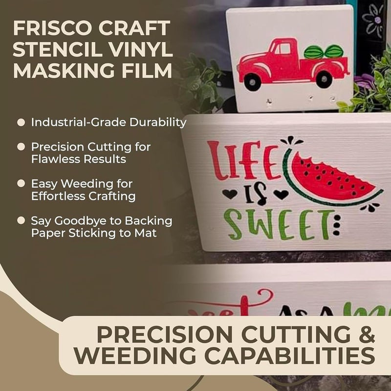 Frisco Craft Stencil Vinyl Masking Film - Compatible Stencil Vinyl for Cricut Machine, Silhouette, Cameo - Blue Removable Sheet - Easy to use, No Residue, Multi-Purpose (12” x 6ft) - Image 5