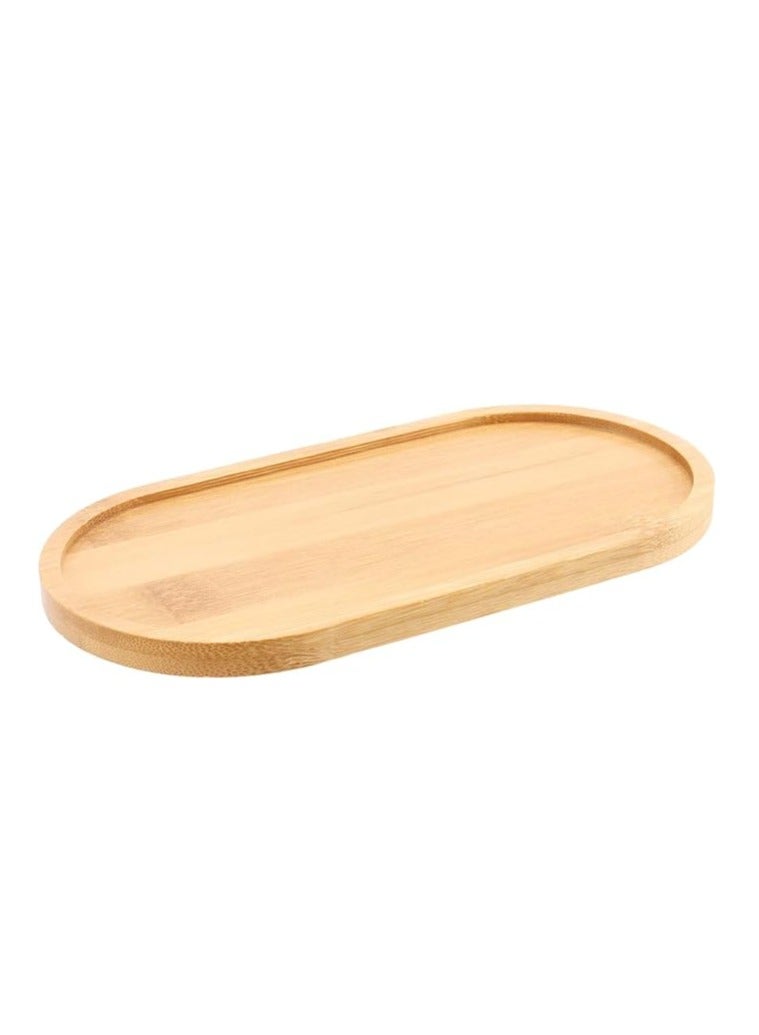Spaceshoop Wooden Serving Plate Wooden Tray Decorative Oblong Decorative Plate Serving Tray Wood Oval Wooden Trays Flower Plant Succulent Tray Small Round for Coasters Tea Coffee Cake (1pc) - Image 1