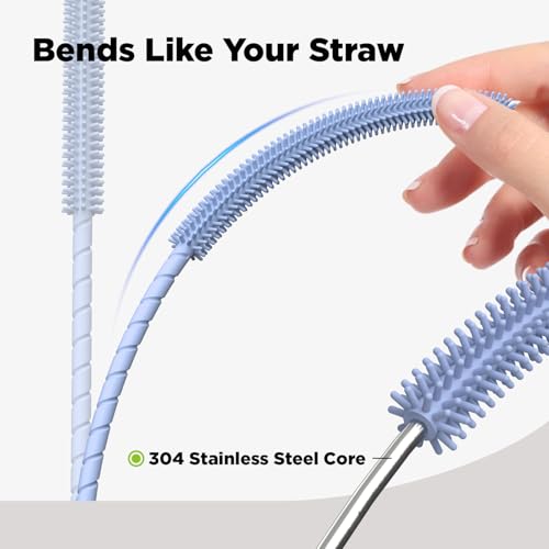 VOGOGE 2 Pcs Silicone Straw Cleaner Brush, Extra Long Cleaning Brushes for Straws, 6mm&9mm, Blue - Image 5