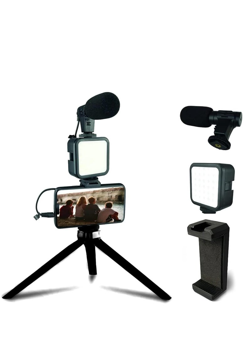 Plokama PK-771 Portable Multifunctional Tripod Phone Stabilizer with Wireless Remote Control Video Recording Kit for Any Mobile Phone or Digital Camera with Microphone and LED Light Phone Holder - Black - Image 4