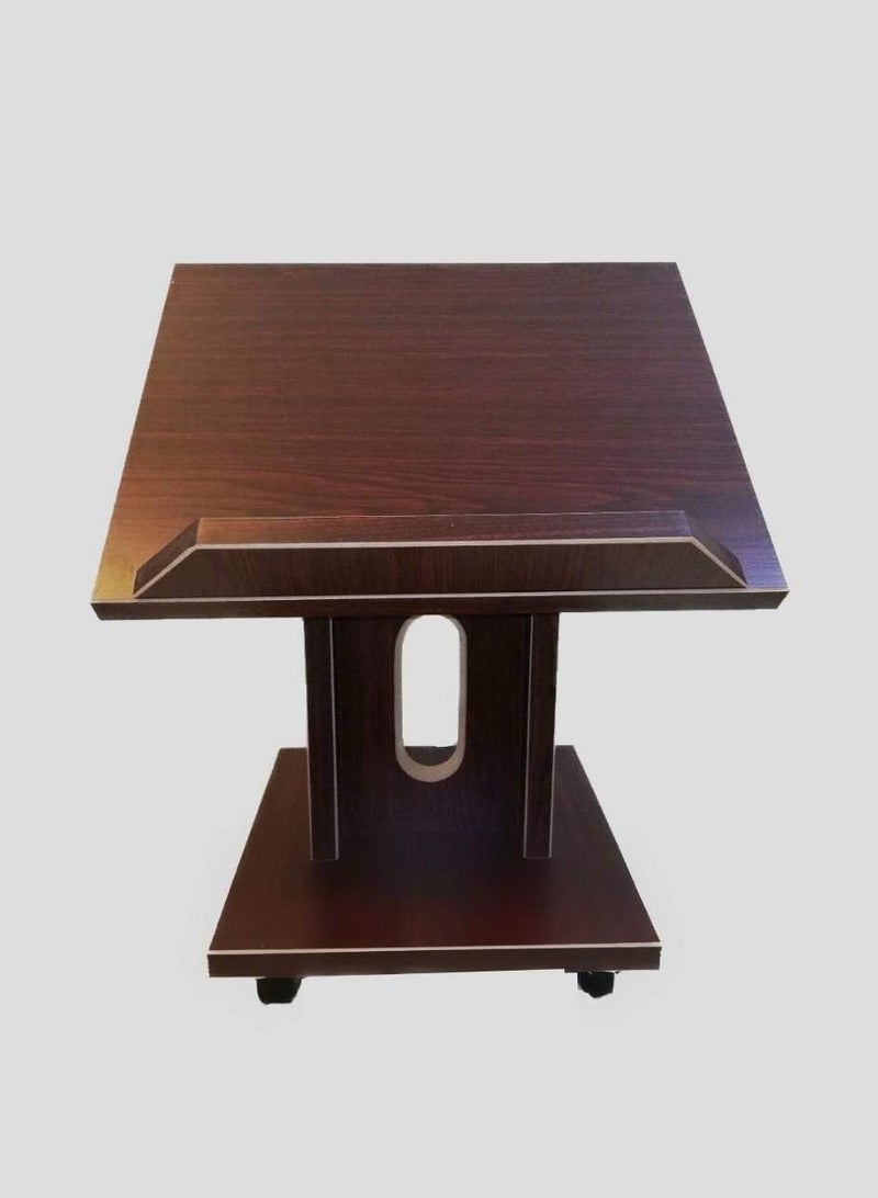 DARUSSALAM Wooden Quran Stand with Wheels Brown | Adjustable Wooden Quran Stand with Wheels Brown | Premium Brown Wooden Quran Stand with Wheels - Image 1