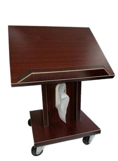 DARUSSALAM Wooden Quran Stand with Wheels Brown | Adjustable Wooden Quran Stand with Wheels Brown | Premium Brown Wooden Quran Stand with Wheels  - Image 2