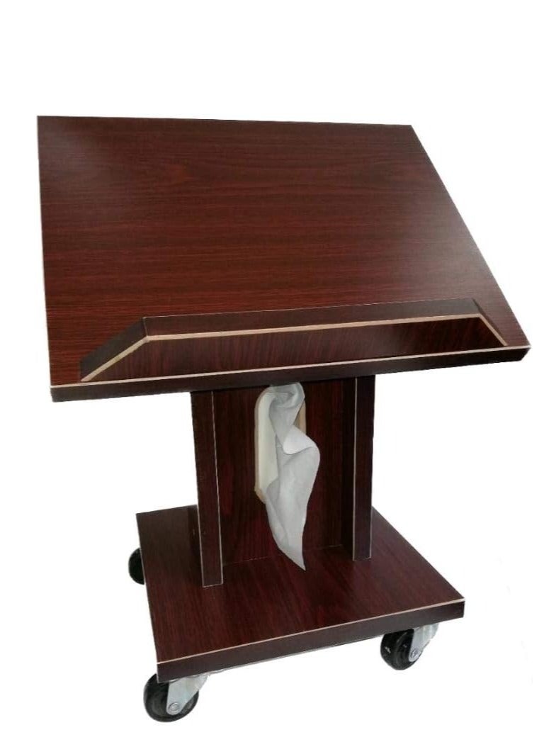 DARUSSALAM Wooden Quran Stand with Wheels Brown | Adjustable Wooden Quran Stand with Wheels Brown | Premium Brown Wooden Quran Stand with Wheels - Image 2