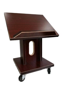 DARUSSALAM Wooden Quran Stand with Wheels Brown | Adjustable Wooden Quran Stand with Wheels Brown | Premium Brown Wooden Quran Stand with Wheels  - Image 3