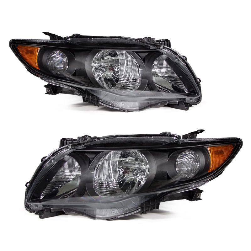 ADCARLIGHTS for 2009 2010 Toyota Corolla Headlight Assembly compatible with 09 10 Corolla BaseCELEXLE Models North America Built Vehicle Clear Lens Chrome Housing Amber Reflector Replacement Pair