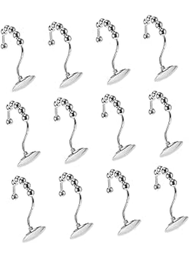 Zinc Alloy Shower Curtain Hooks 12 Pack Decorative Bathroom Bedroom Hanging Hooks - Image 1