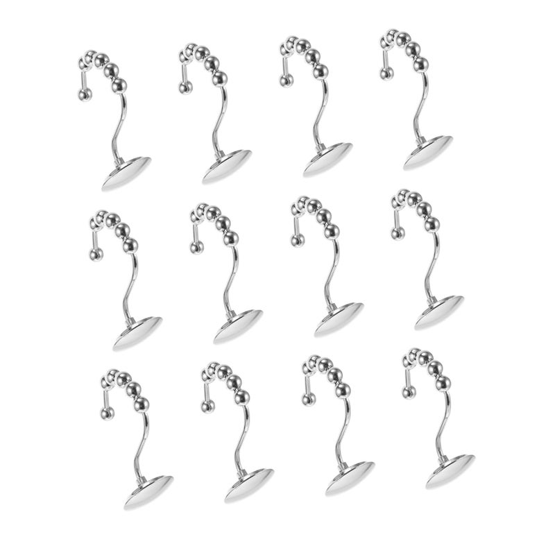 Zinc Alloy Shower Curtain Hooks 12 Pack Decorative Bathroom Bedroom Hanging Hooks - Image 2