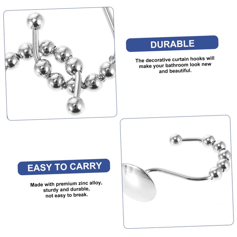 Zinc Alloy Shower Curtain Hooks 12 Pack Decorative Bathroom Bedroom Hanging Hooks - Image 3