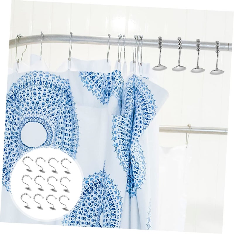 Zinc Alloy Shower Curtain Hooks 12 Pack Decorative Bathroom Bedroom Hanging Hooks - Image 5