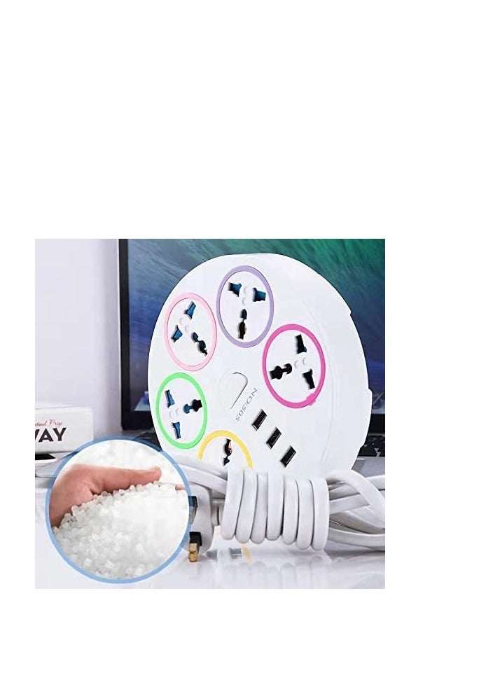 توصيلة كهرباء تمديد متوافقة جميع انواع الافياش المحلية والاوروبية والبريطانية وجميع دول العالم بطول 2 متر 5 مداخل  5 اتجاهات، مقبس طاقة، شريط طاقة مع 3 منافذ شحن USB - Image 4