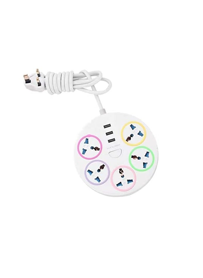 توصيلة كهرباء تمديد متوافقة جميع انواع الافياش المحلية والاوروبية والبريطانية وجميع دول العالم بطول 2 متر 5 مداخل  5 اتجاهات، مقبس طاقة، شريط طاقة مع 3 منافذ شحن USB - Image 3