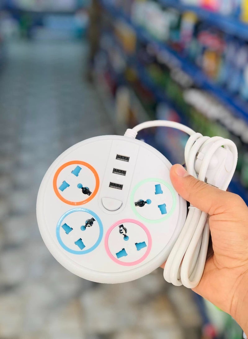 توصيلة كهرباء تمديد متوافقة جميع انواع الافياش المحلية والاوروبية والبريطانية وجميع دول العالم بطول 2 متر 5 مداخل  5 اتجاهات، مقبس طاقة، شريط طاقة مع 3 منافذ شحن USB - Image 2