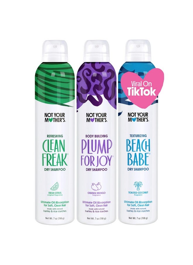 Not Your Mother's Not Your Mother's Dry Shampoo Assortment (3-Pack) - 7 oz - Clean Freak Dry Shampoo, Plump for Joy Dry Shampoo, Beach Babe Dry Shampoo - Instantly Absorbs Oil in Hair  - Image 1