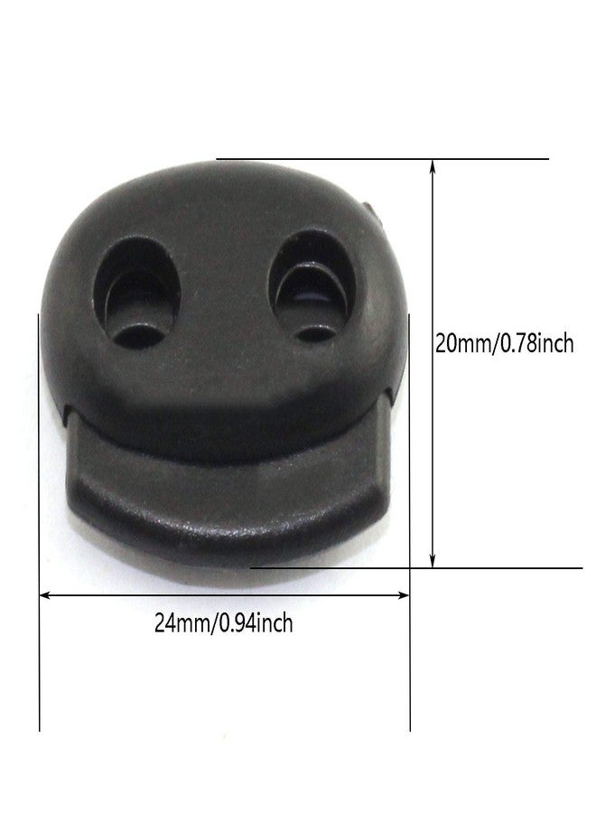 RuiLing 20-Pack 1917mm Dual Hole Cord Lock Plastic Spring Loaded Fastener Bungee Rope Toggle Stopper Slider Toggle Clamp DIY Apparel Sewing Accessories Black - Image 3