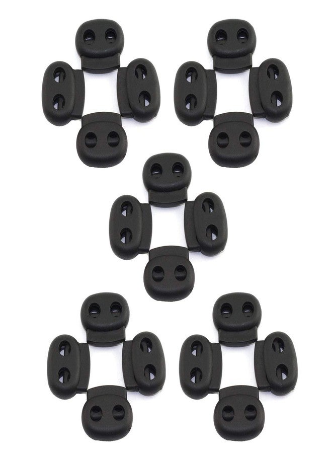 RuiLing 20-Pack 1917mm Dual Hole Cord Lock Plastic Spring Loaded Fastener Bungee Rope Toggle Stopper Slider Toggle Clamp DIY Apparel Sewing Accessories Black - Image 2