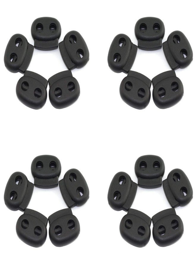 RuiLing 20-Pack 1917mm Dual Hole Cord Lock Plastic Spring Loaded Fastener Bungee Rope Toggle Stopper Slider Toggle Clamp DIY Apparel Sewing Accessories Black - Image 1