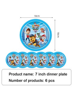 Party New Dog Theme Party Decoration Kids Bucket Squad Paper Cup, Paper Plate, Paper Towel, Tablecloth, Knife, Fork and Spoon Cutlery Set  - Image 2